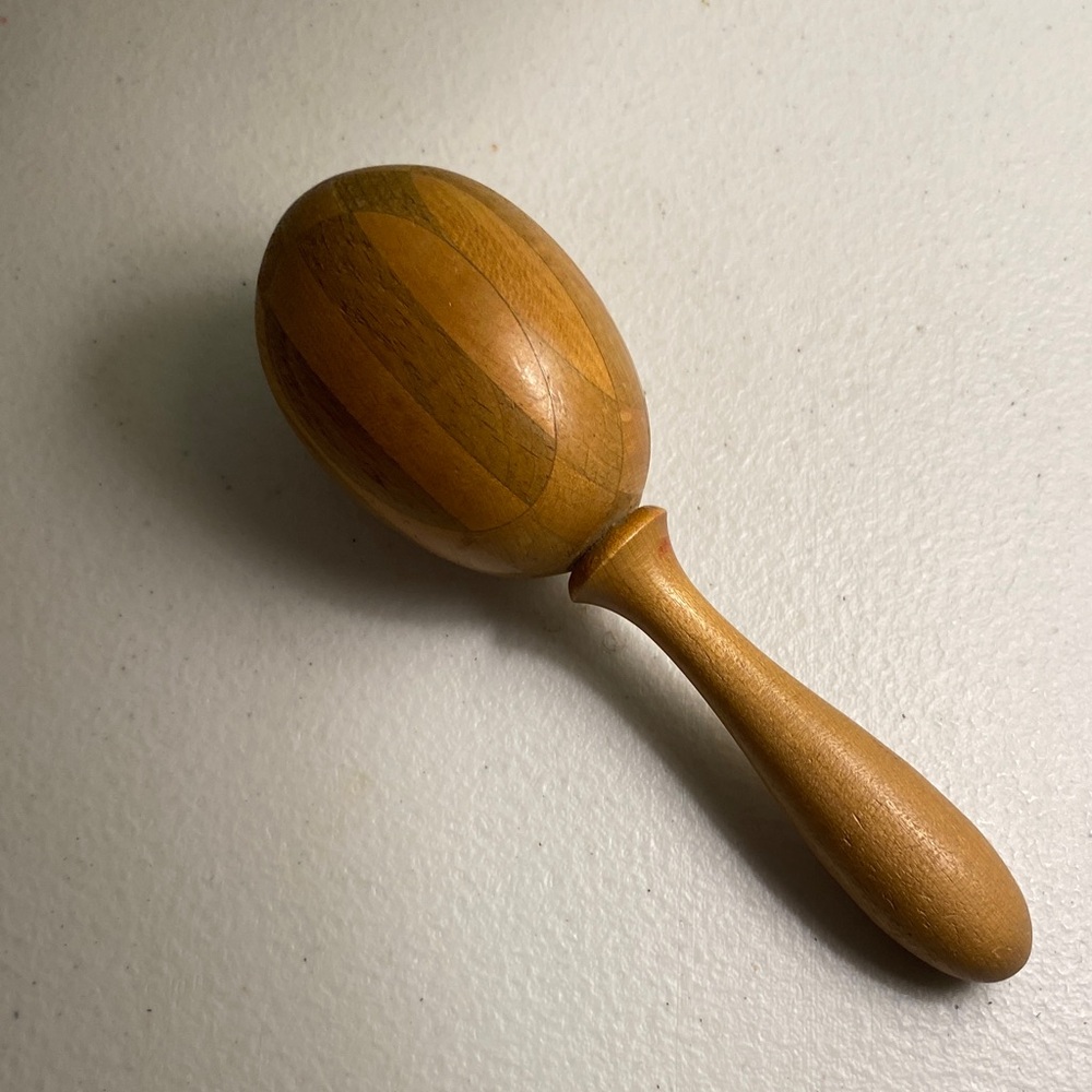 Vintage Wooden Sock Darning Egg with Handle